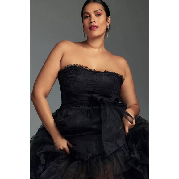 Pilcro Strapless Tulle Lace Midi Dress - Picture 9 of 10